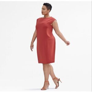 MM.LaFleur Sarah Crêpe Dress Size 2X Maroon Cap Sleeve Shift Knee Length